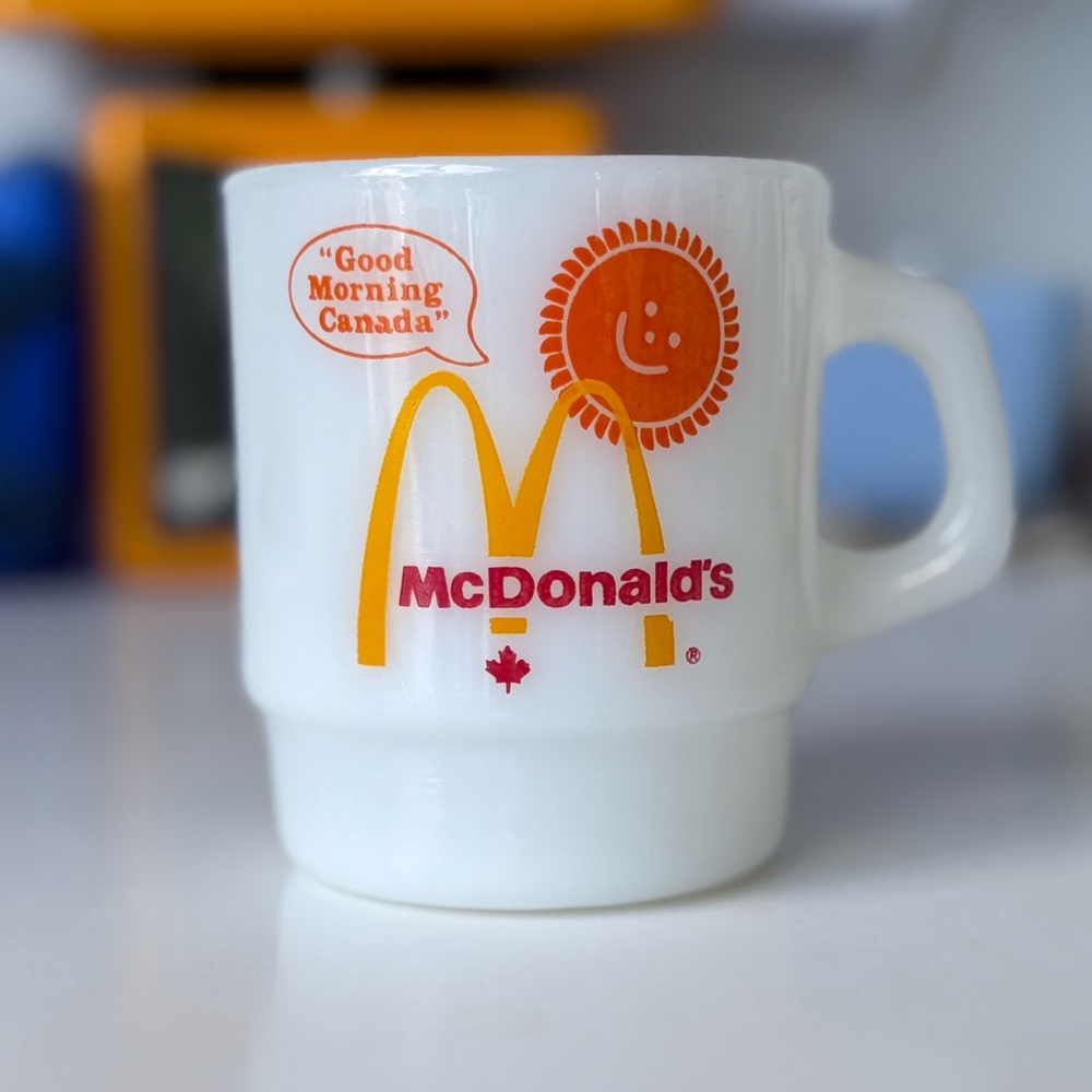 McDonald's Vintage "Good Morning Canada" milk glass mug